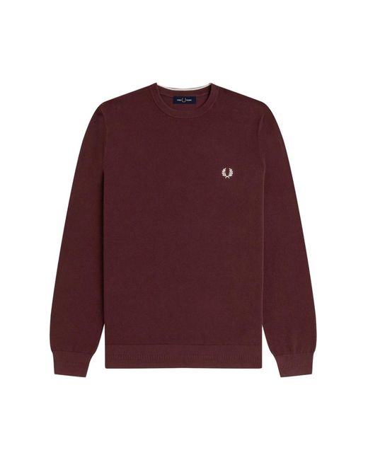 Fred Perry Hoodies & Sweatvesten ,Rood ,Katoen Bordeaux Katoenen Pullover Sweater in het Purple voor heren