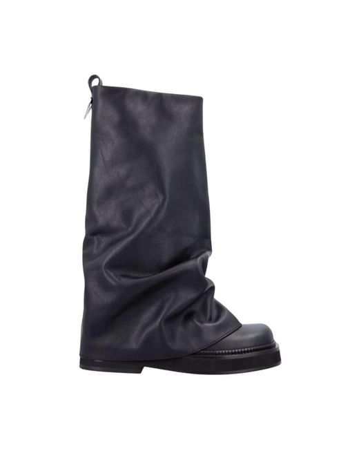 The Attico Blue Schwarze Leder Slouch Stiefel