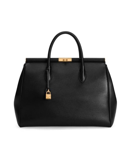 Dolce & Gabbana Black Schwarze ledertasche mit schloss,schwarze taschen für einen stilvollen look