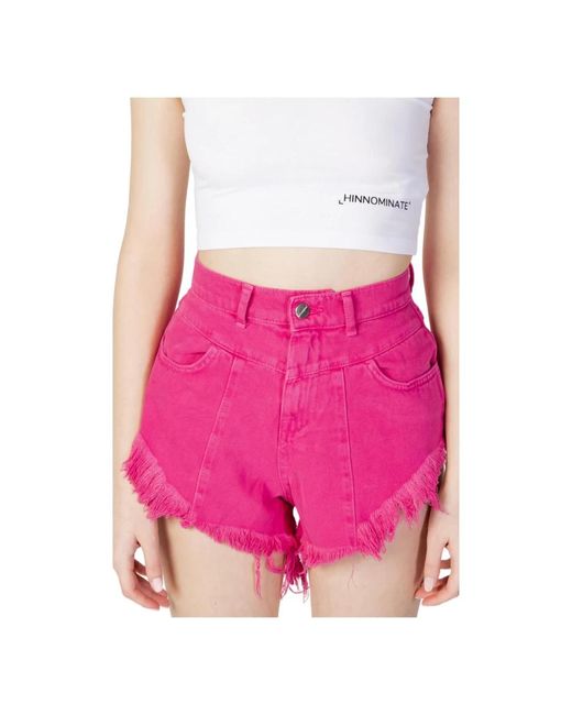 hinnominate Pink Fuchsia baumwollshorts mit reißverschluss