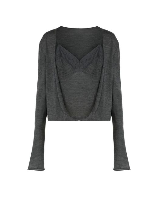 V-Neck Knitwear Alberta Ferretti de color Black