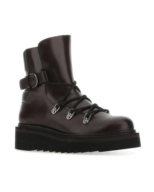 Ferragamo Black Lace-Up Boots