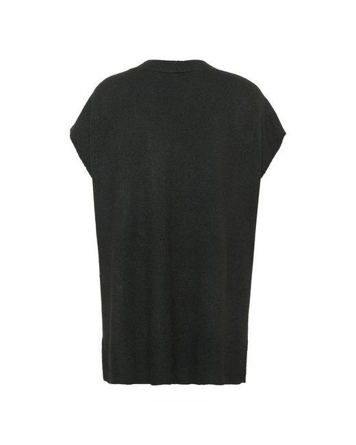 Kaffe Truien & Vesten ,Zwart ,Zwart Diep Gebreide Poncho Met Mouwen in het Black