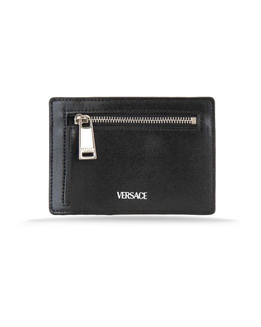 Versace Lederkartenhalter Mit Münzfach in Black für Herren