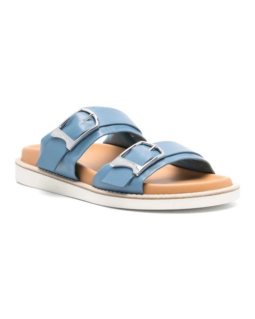 Santoni Blue Sliders