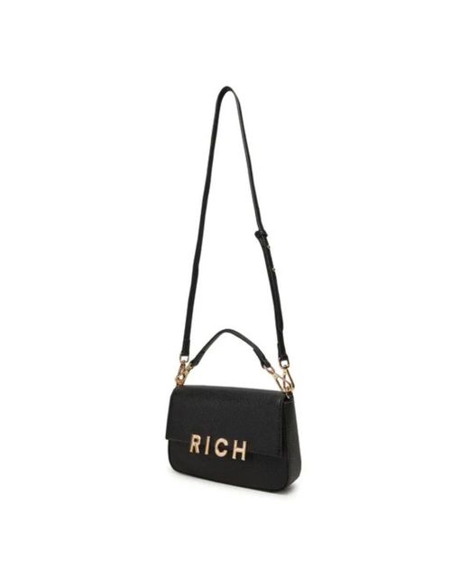 John Richmond Black Iura Schultertasche Schwarz/ Metall