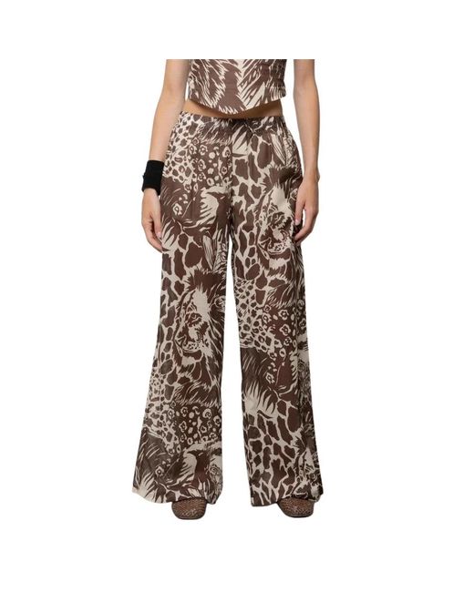 Kaos Dierenprint Wijde Broek in het Brown