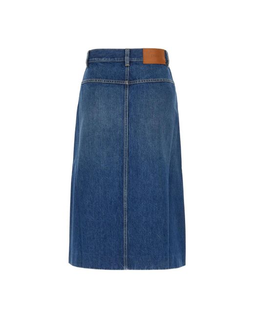 Chloé Blauwe Denim Flare Rok in het Blue