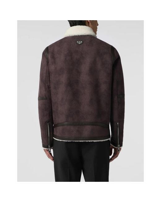 Philipp Plein Eco Shearling Jacket in het Brown voor heren