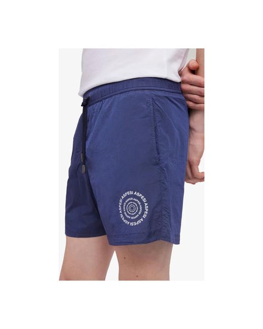 Aspesi Badmode ,Blauw ,Polyester Logo Beachwear Voor in het Blue voor heren