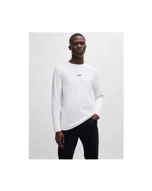 HUGO Long Sleeve Tops in het White voor heren