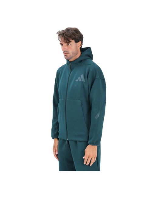 Adidas Groene Rits Sweater Z.N.E. Stijl in het Blue voor heren