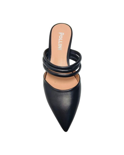 Pollini Black Heeled Mules