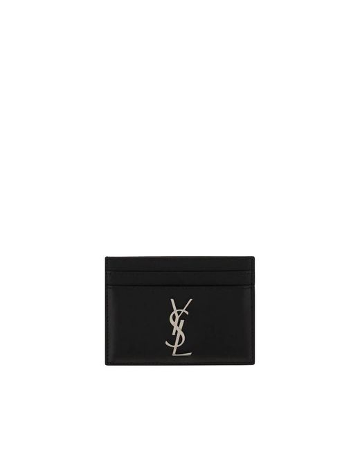 Saint Laurent Lederkartenhalter Mit Logoplatte in Black für Herren