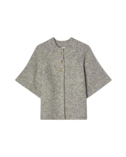 BUSNEL Truien & Vesten ,Grijs ,Wol Vilanie Mohair Cardigan Met Korte Mouwen in het Gray