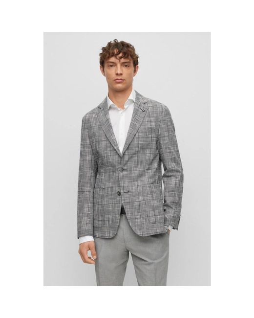 HUGO Jassen ,Blauw ,Wol Blazer in het Gray voor heren