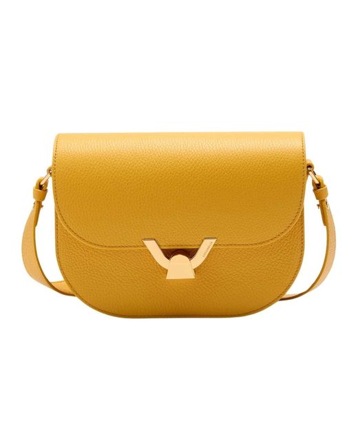 Coccinelle Yellow Schultertasche Aus Genarbtem Leder Mit Klappenverschluss
