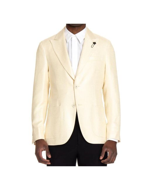 Lardini Creme jacke zwei knöpfe lancia revers in Natural für Herren