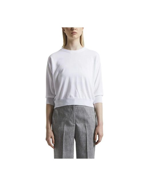 Peserico Gray Reiner Baumwollcrepe-Tricot-Pullover