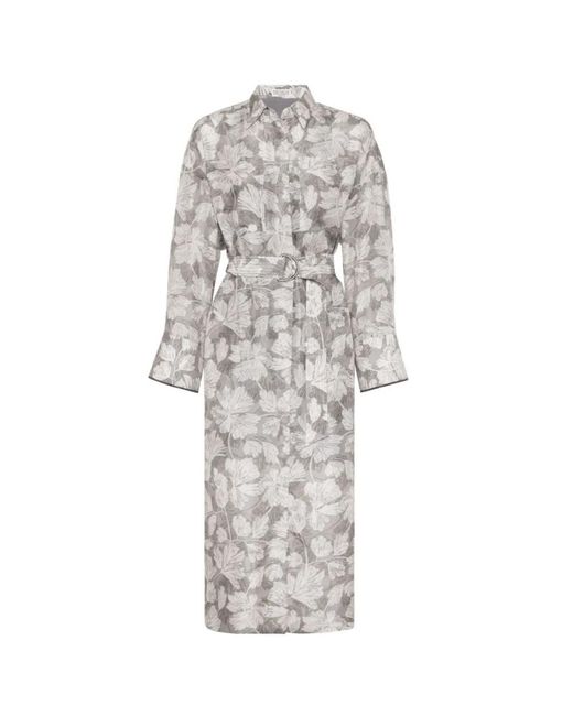 Brunello Cucinelli Gray Shirt Dresses