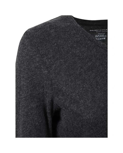 Majestic Filatures Black Long Sleeve Tops