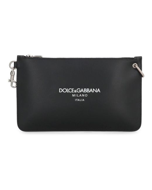 Dolce & Gabbana Leder flache tasche mit schultergurt in Black für Herren