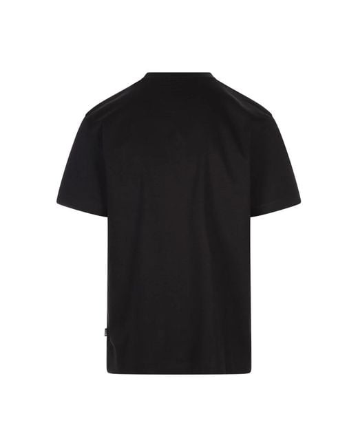 HUGO Monogramm-Patch Schwarzes T-Shirt in Black für Herren
