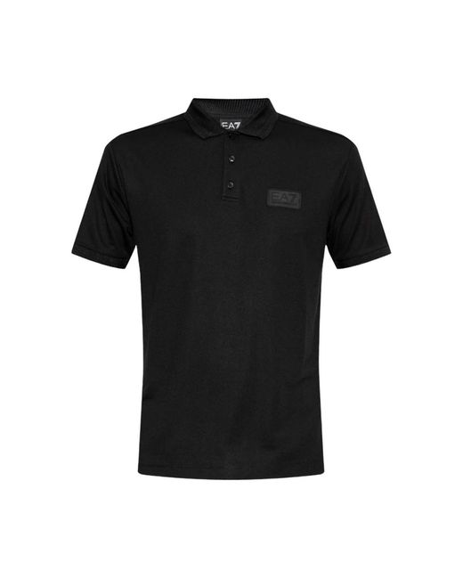 EA7 Tops ,Zwart ,Polyester Button Logo Polo in het Black voor heren