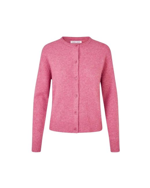 Samsøe & Samsøe Pink Rose Wine Kurz-Strickjacke