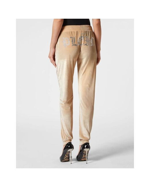 Philipp Plein Broeken ,Polyester Jogging Broeken Gothic Plein in het Natural
