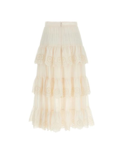 Midi Skirts Zimmermann de color Natural