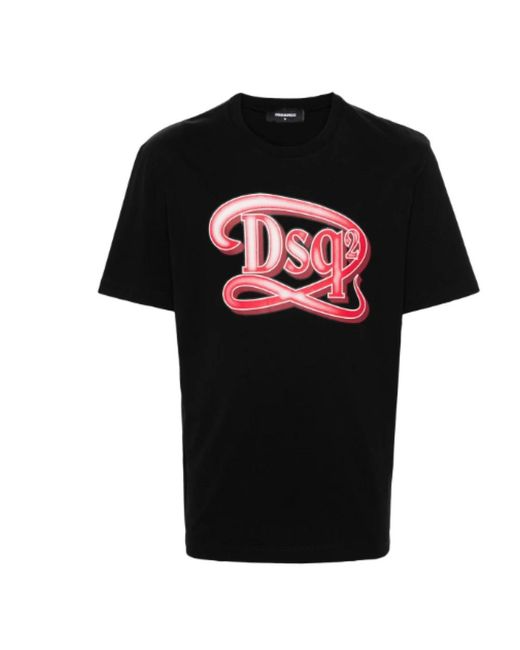 DSquared² Logo print baumwoll t-shirt in Black für Herren