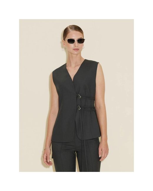 Holzweiler Jassen ,Grijs ,Wol Op Maat Gemaakte Vest Voor Flatterende Silhouet in het Black