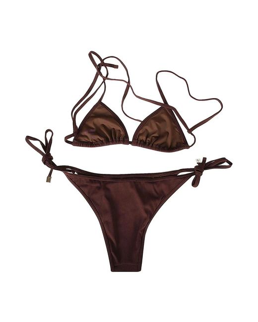 The Attico Brown Stylischer bikini für strandliebhaber,stylische shorts für einen chic look