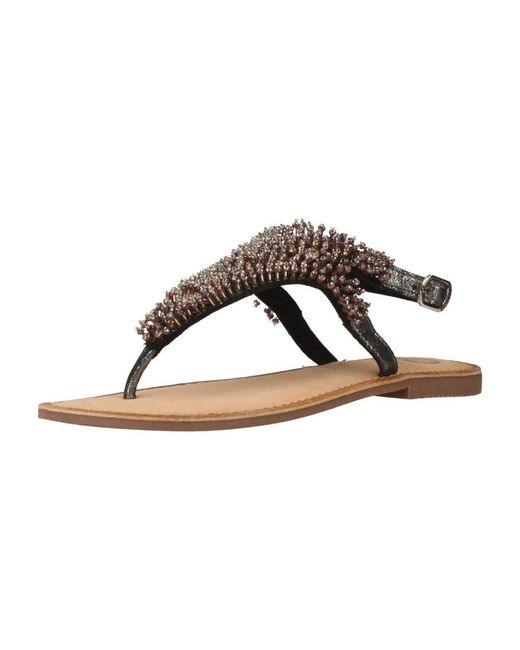Gioseppo Schoenen ,Zwart ,Leer Kralen Platte Sandalen in het Brown