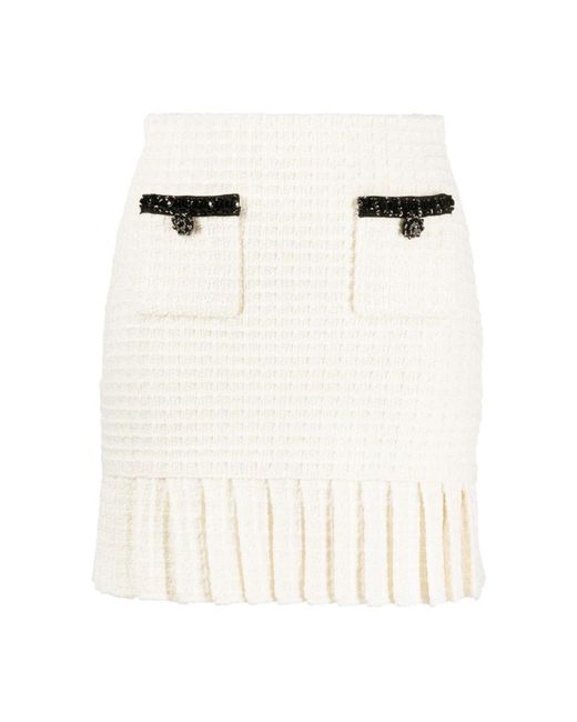 Self-Portrait Rokken ,Crème Geplooide Mini Rok in het White