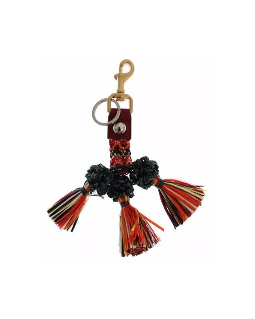 Dolce & Gabbana Red Quaste schlüsselanhänger mit raffia