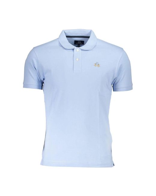 La Martina Hellblaues slim-fit polo-shirt mit stickerei in Blue für Herren