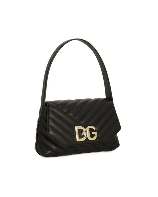 Dolce & Gabbana Black Gepolsterte ledertasche mit logo-schnalle