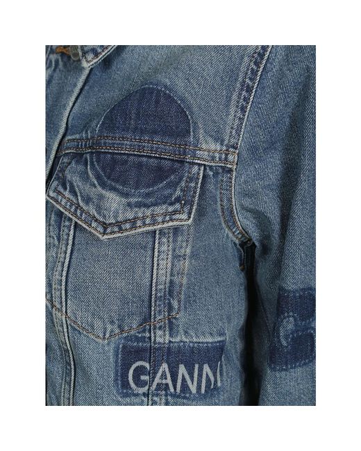 Ganni Blue Denim patch jacke