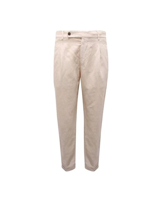 BERWICK  1707 Retro Leinenhose Mit Elastischem Bund in Natural für Herren