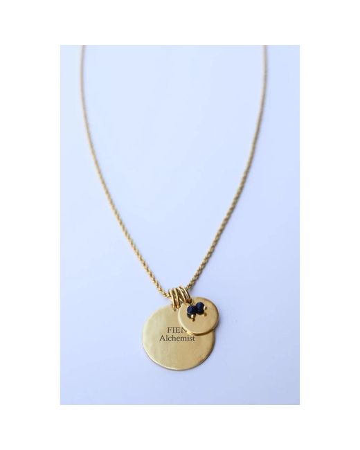 Alchemist Accessoires ,Geel ,Double Coin Necklace in het Metallic