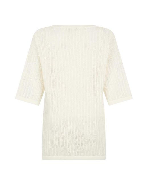 Alpha Studio White Round-Neck Knitwear