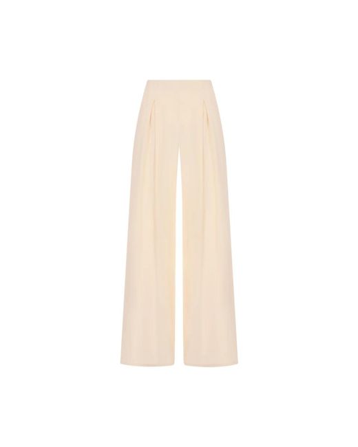 Max Mara Broeken ,Satijn Palude Plissétrousers in het Natural