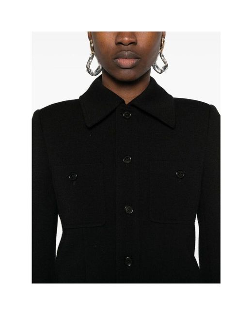 Saint Laurent Black Schwarze Knopfjacke Mit Aufgesetzten Taschen