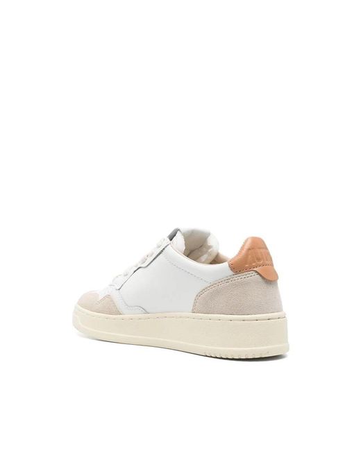 Autry Weiße Leder Low Sneakers Mit Cognac-Absatz in White für Herren