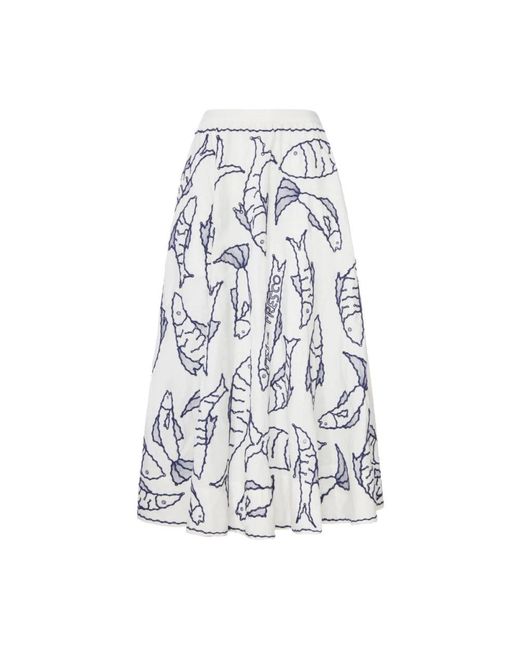 Farm Rio Blue Midi Skirts