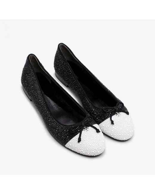 Tory Burch Black Ballet Flats With Crystals
