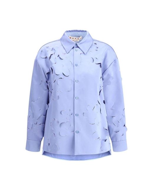 Marni Blue Klassisches hemd mit knopfleiste und langen ärmeln