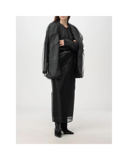 MEIMEIJ Black Tulle Overlay Knit Sweater